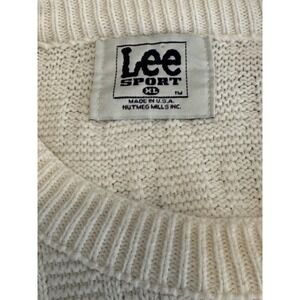 Vintage Lee Sport Men's Cream Textured Knit Sweater USA Made XL